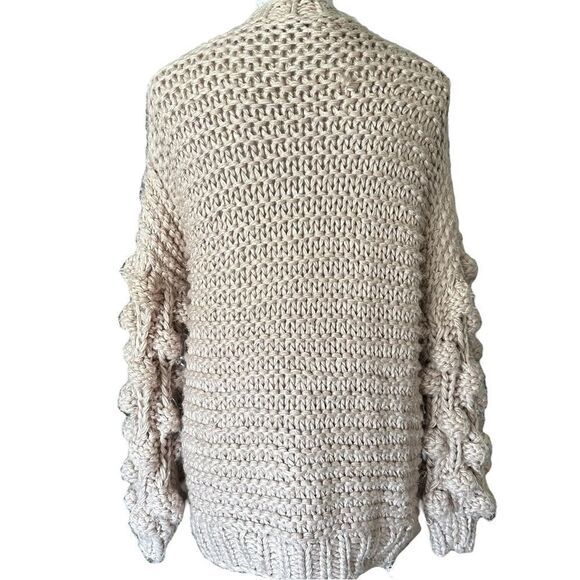 Wishlist Dusty Rose Thick Knitted Knotted Big Sleeved Open Front Midi Cardigan - Picture 7 of 10